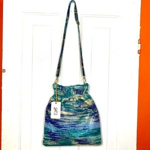 Hobo brand Prose Blue Metallic Crackled Glass Purse